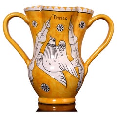one of a kind Ceramica PONZA Italy  Wine Pitcher Jug Vallauris Picasso Style 60s
