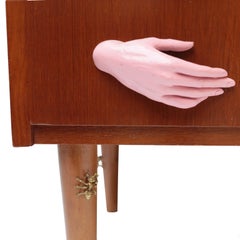 One of a Kind Chest of Six Drawers with Cast Resin Sculptural Handles