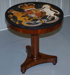 One of a Kind circa 1860 Pietra Dura Specimen Marble Centre Table Armorial Crest
