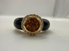 One of a kind Cognac citrine Diamond ring 18KT gold RARE FIND