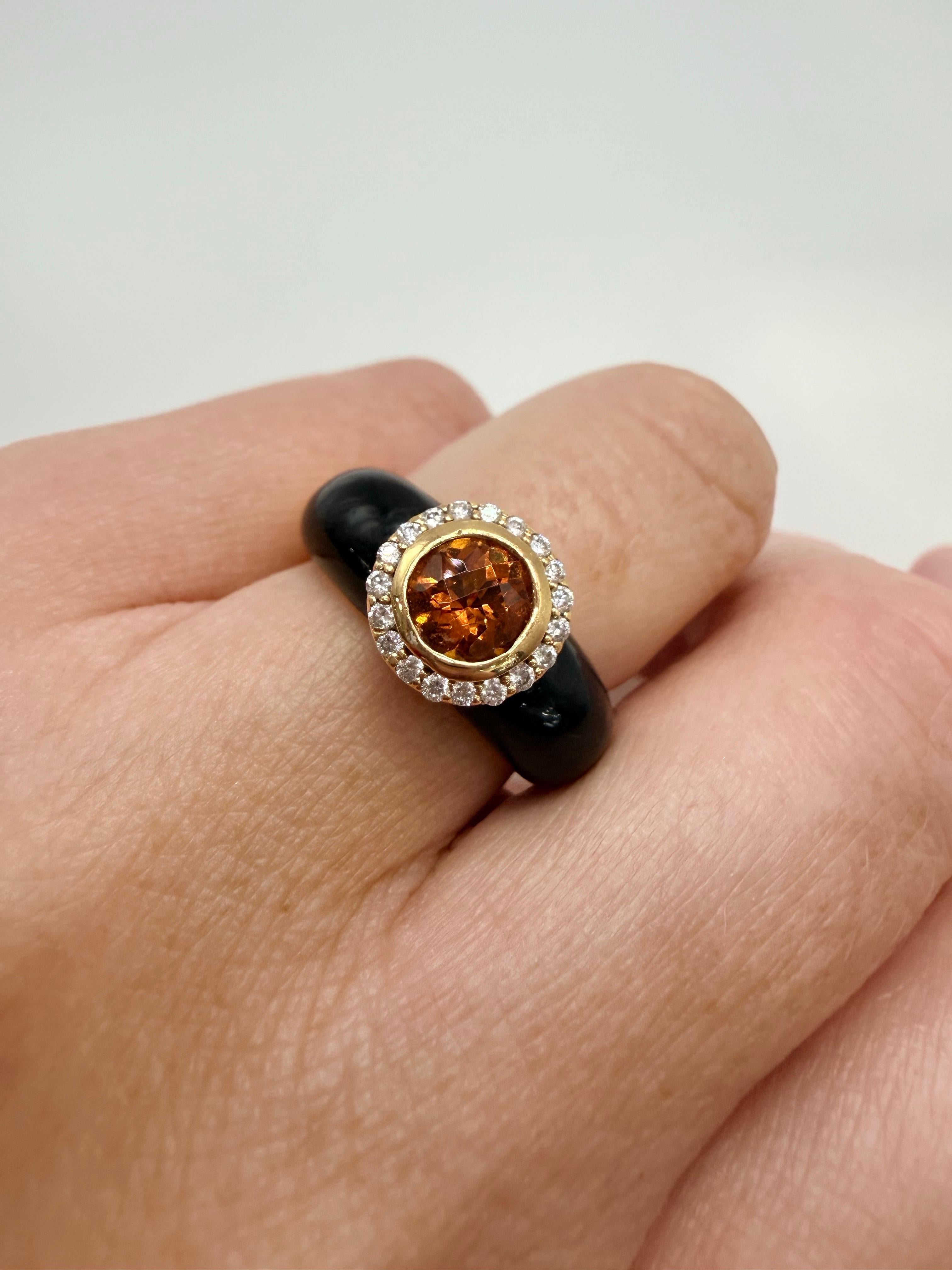 Unico nel suo genere Anello con diamante citrino cognac in oro 18KT RARO TROVAMENTO In condizioni Nuovo in vendita a Boca Raton, FL