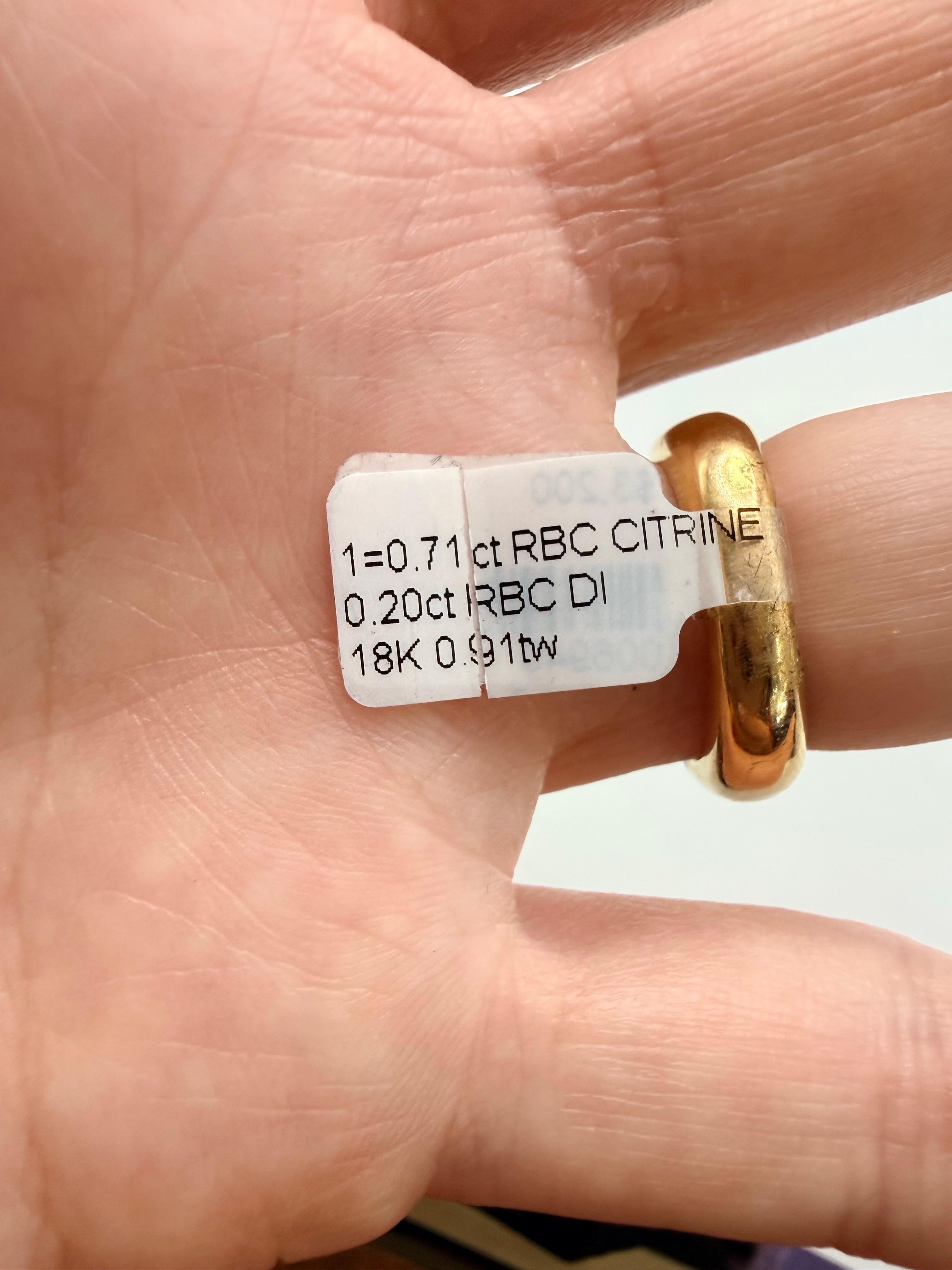 da uomo o donna Unico nel suo genere Anello con diamante citrino cognac in oro 18KT RARO TROVAMENTO in vendita