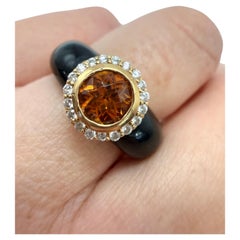 One of a kind Cognac citrine Diamond ring 18KT gold RARE FIND