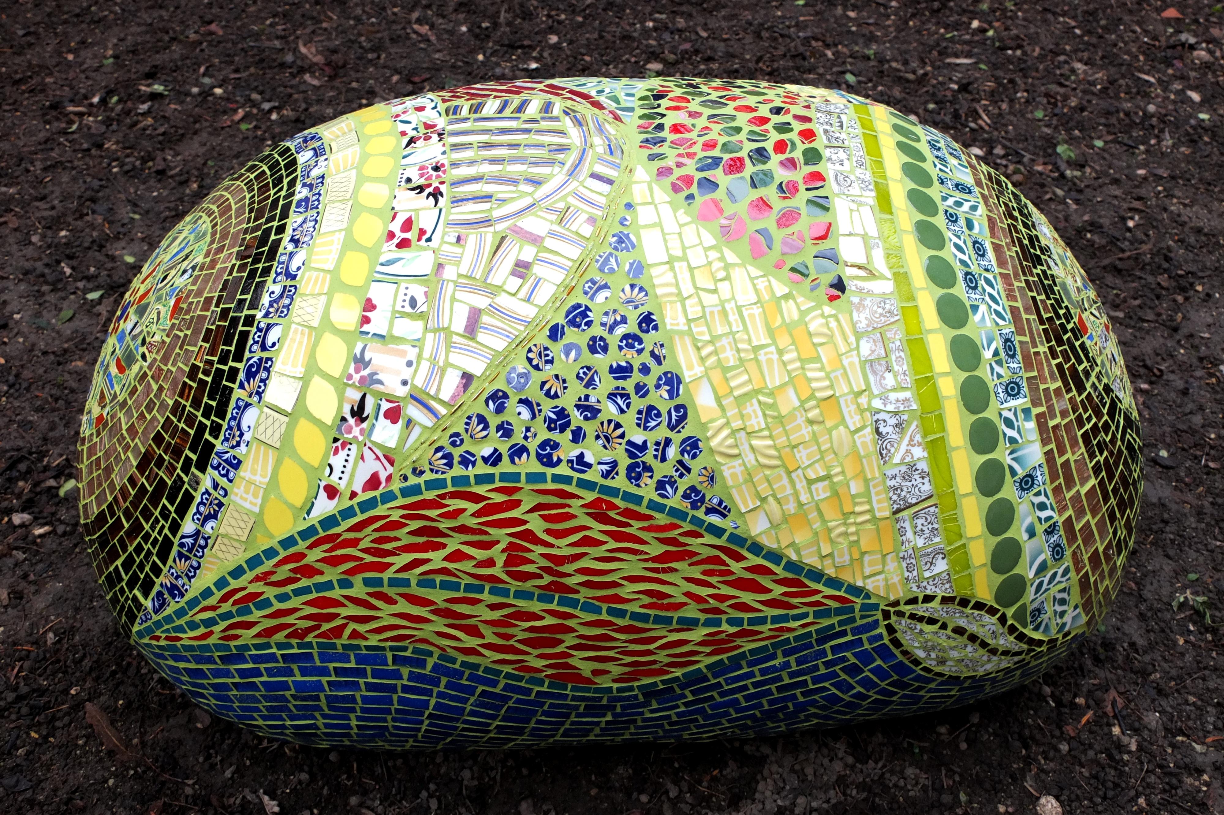 Puf otomano de mosaico de colores único en su género, Francia Art Decó en venta