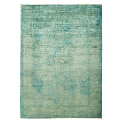 One-of-a-Kind Colorful Wool Hand Knotted Area Rug, Aquamarine