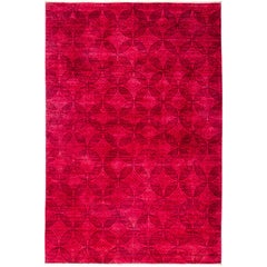 One-of-a-Kind Colorful Wool Hand Knotted Area Rug, Dragonfruit