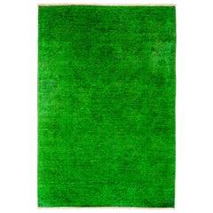 One-of-a-Kind Colorful Wool Hand Knotted Area Rug, Emerald