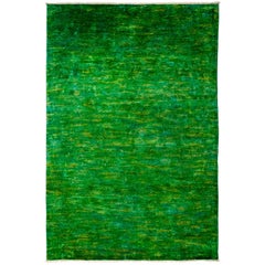 One of a Kind Colorful Wool Hand Knotted Area Rug, Emerald