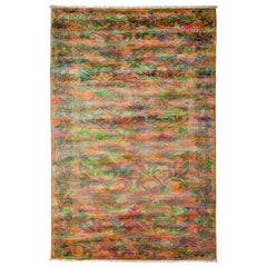 One of a Kind Colorful Wool Hand Knotted Area Rug, Rainbow