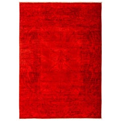 One of a Kind Colorful Wool Hand Knotted Area Rug, Ruby