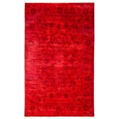 One-of-a-Kind Colorful Wool Hand Knotted Area Rug, Ruby