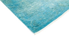 One-of-a-Kind Colorful Wool Hand Knotted Area Rug, Turquoise