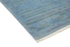 One-of-a-Kind Colorful Wool Hand Knotted Area Rug, Turquoise