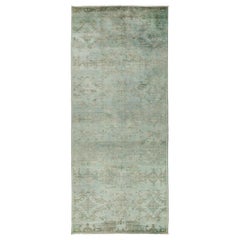 One-of-a-Kind Colorful Wool Hand Knotted Runner Rug, Teal