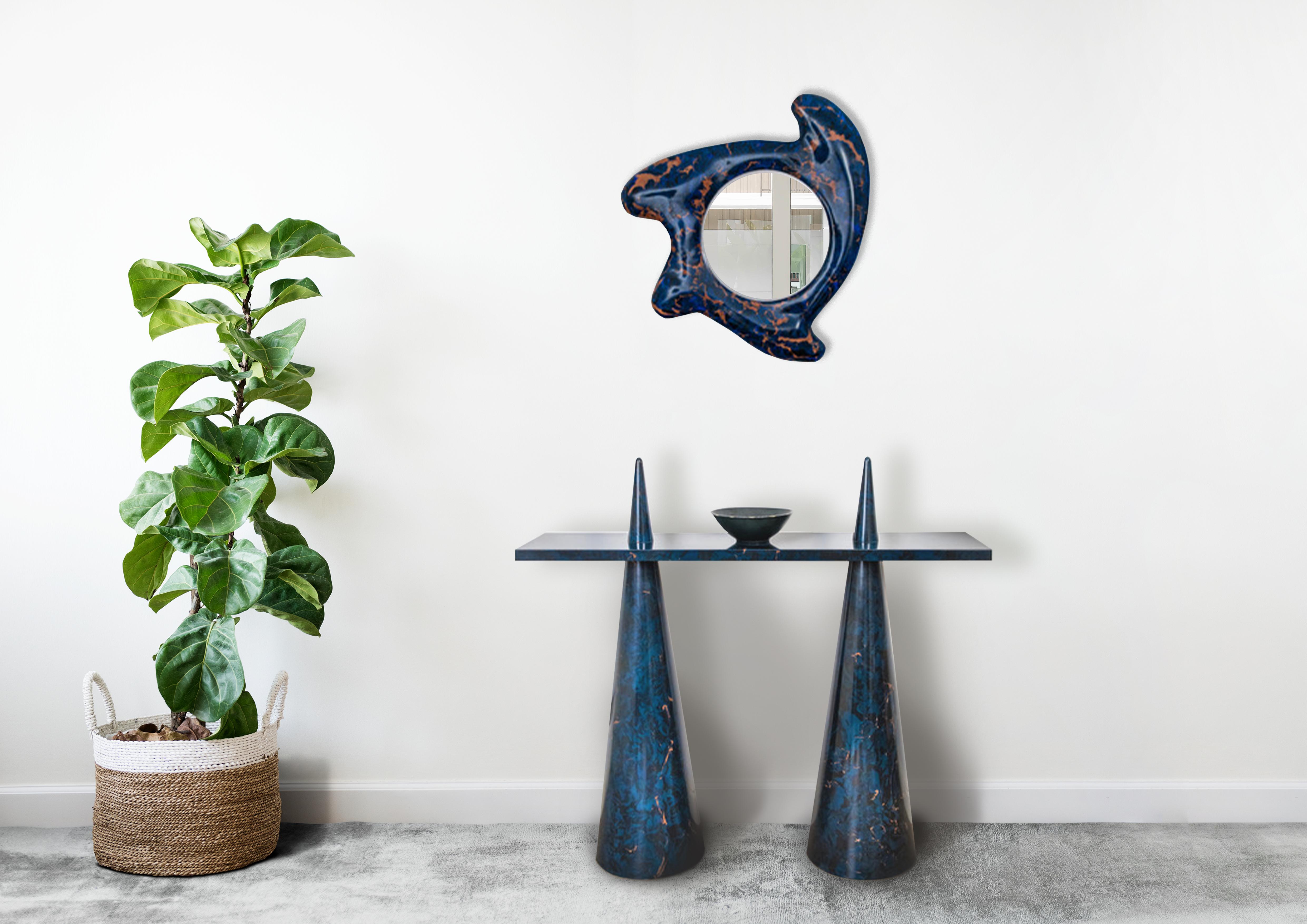 Hand-Crafted  Console table & mirror sculptural set. One of a kind.  Hand crafted For Sale