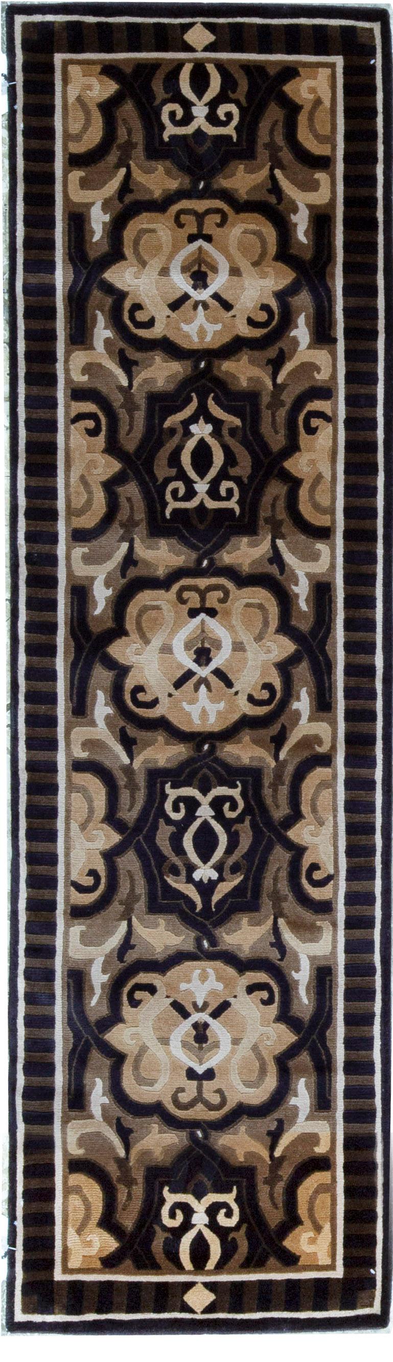 Einzigartige zeitgenössische handgewebte Wolle Läufer Bereich Teppich 2'7 x 8'9 (Handgewebt) im Angebot