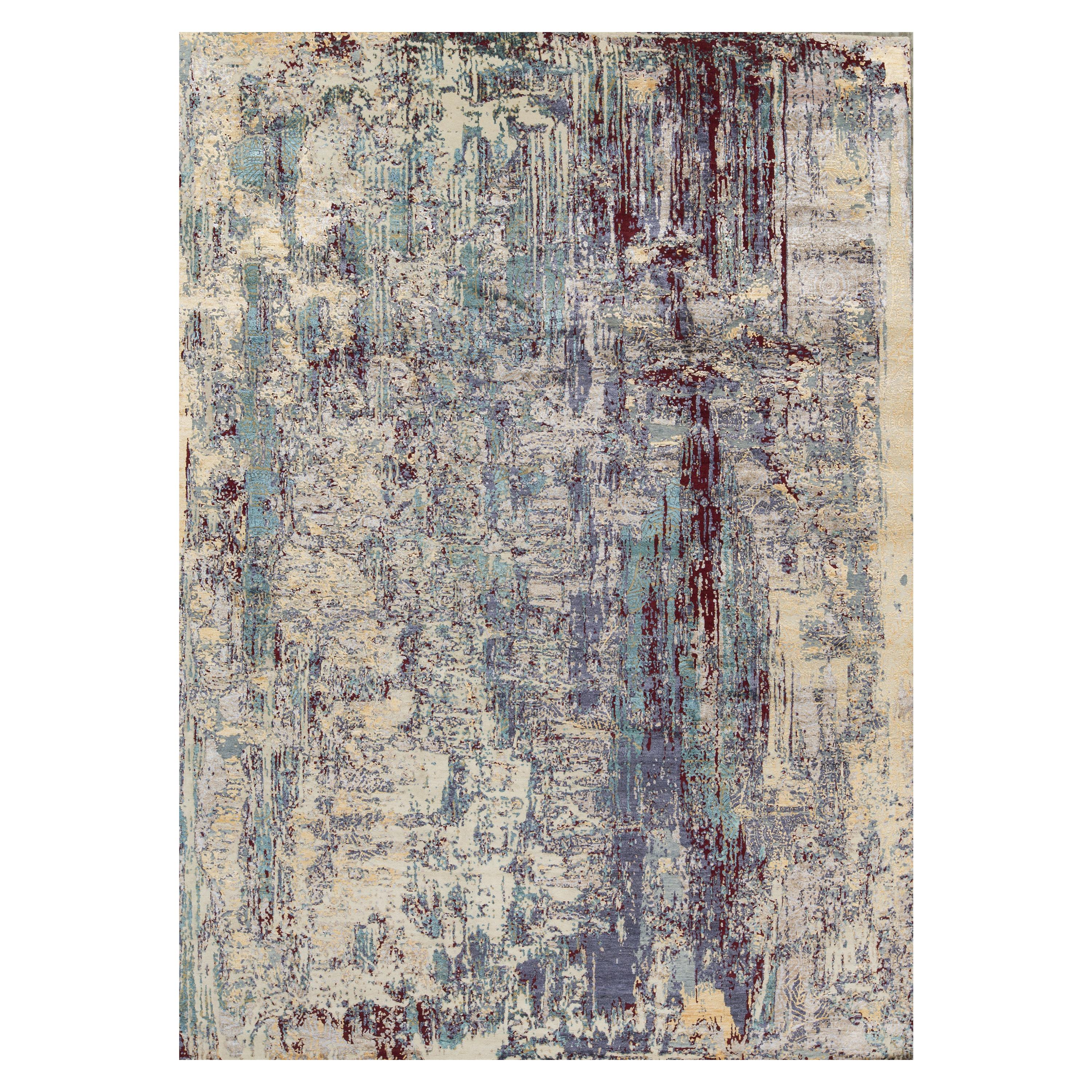 One of a Kind Contemporary Handwoven Wool Area Rug  9'11 x 14' For Sale