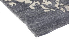 One of a Kind Contemporary Hand Knotted Area Rug, Periwinkle