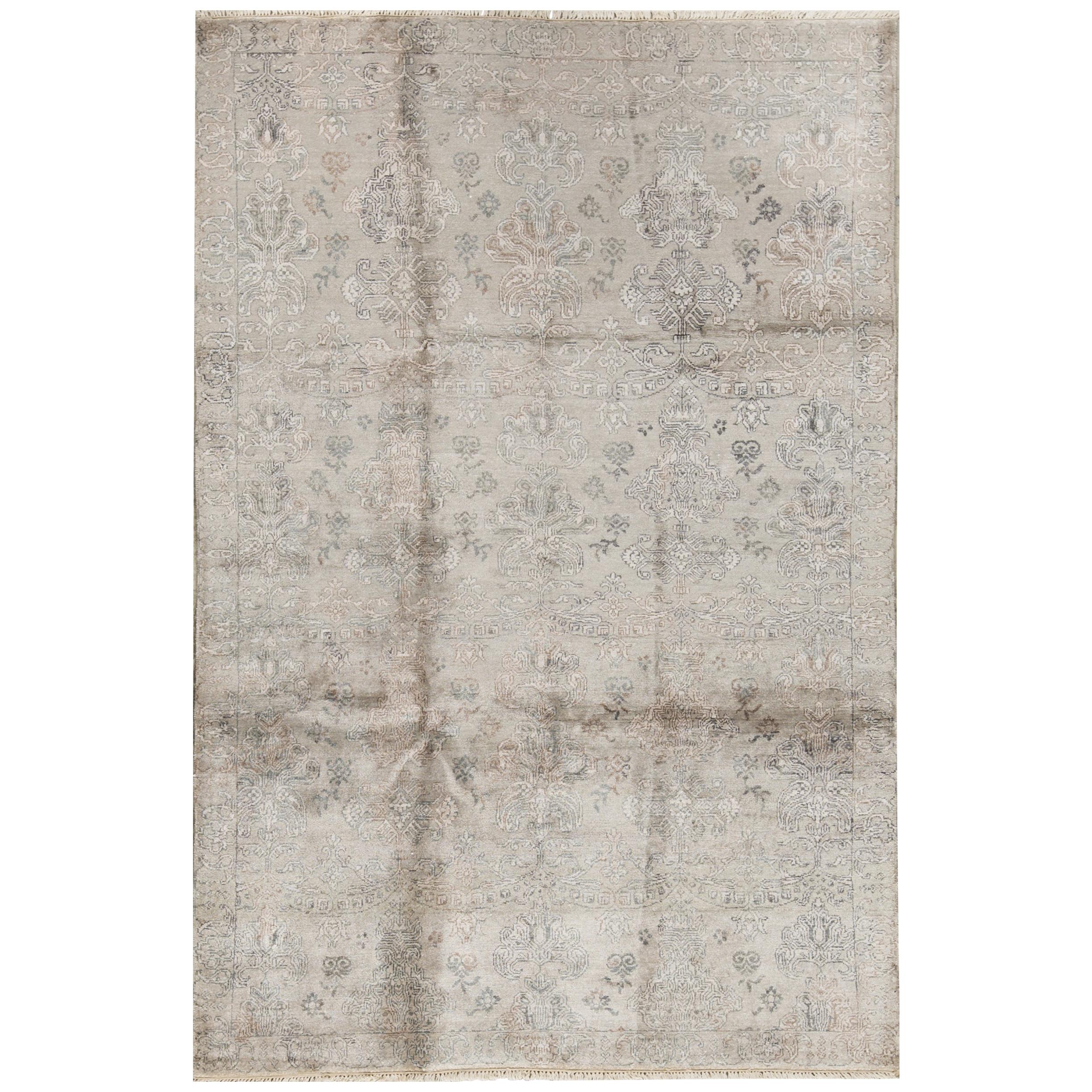 One of a Kind Contemporary Hand Woven Wool Area Rug 6' x 9' For Sale