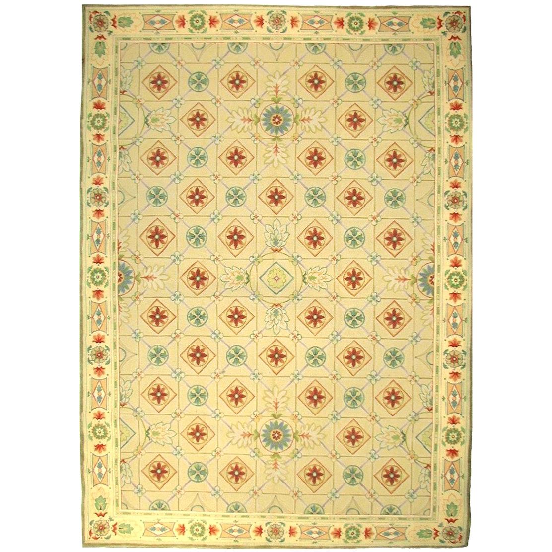 One-of-a-Kind Contemporary Handwoven Wool Area Rug 8'11 x 11'10 For Sale