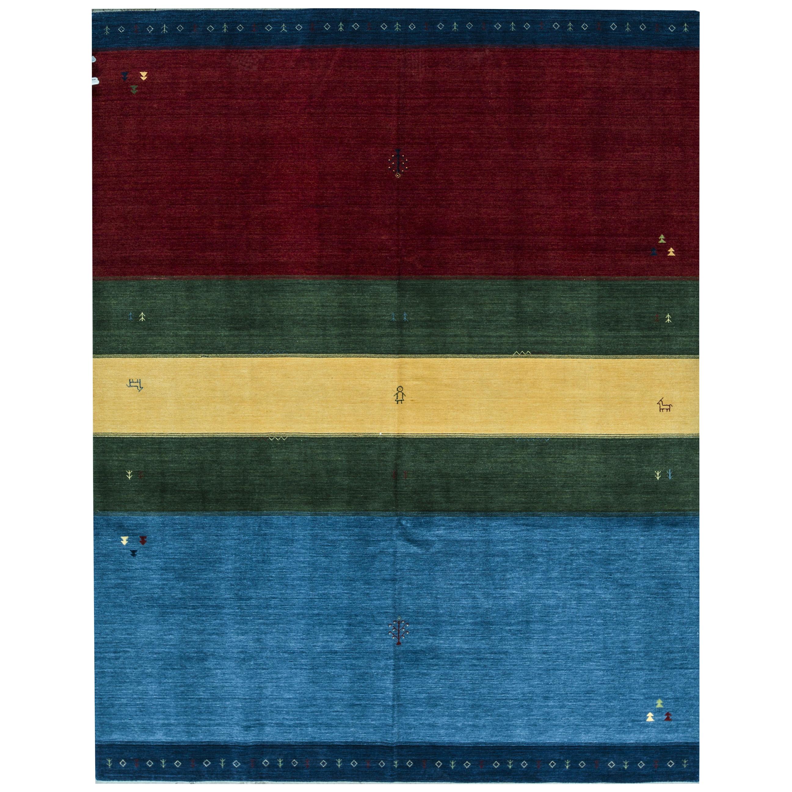 Zeitgenössischer handgewebter Teppich aus Wolle 7'9 x 9, Unikat