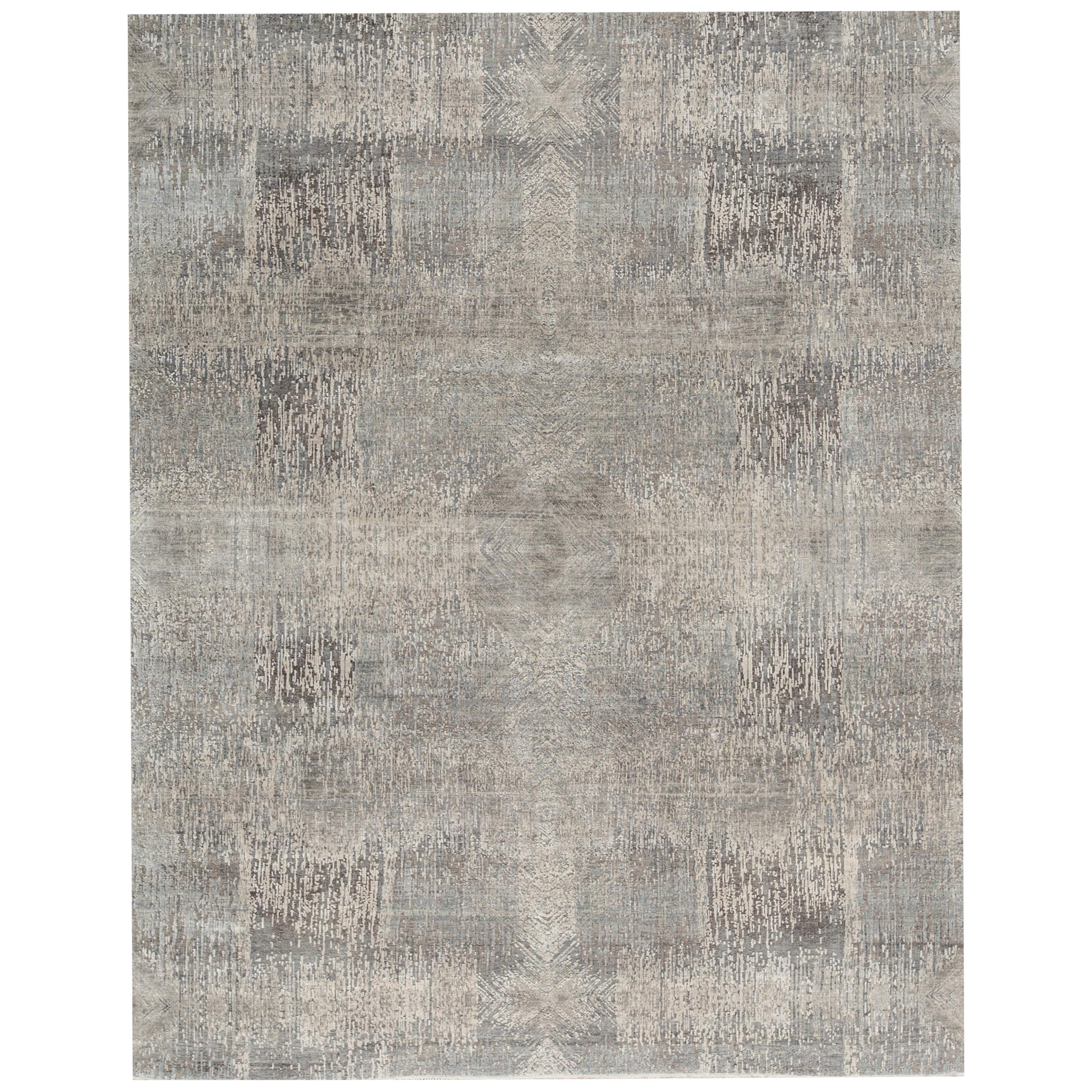 Zeitgenössischer handgewebter Teppich aus Wolle, Unikat  7'-9" x 9" x 9. im Angebot