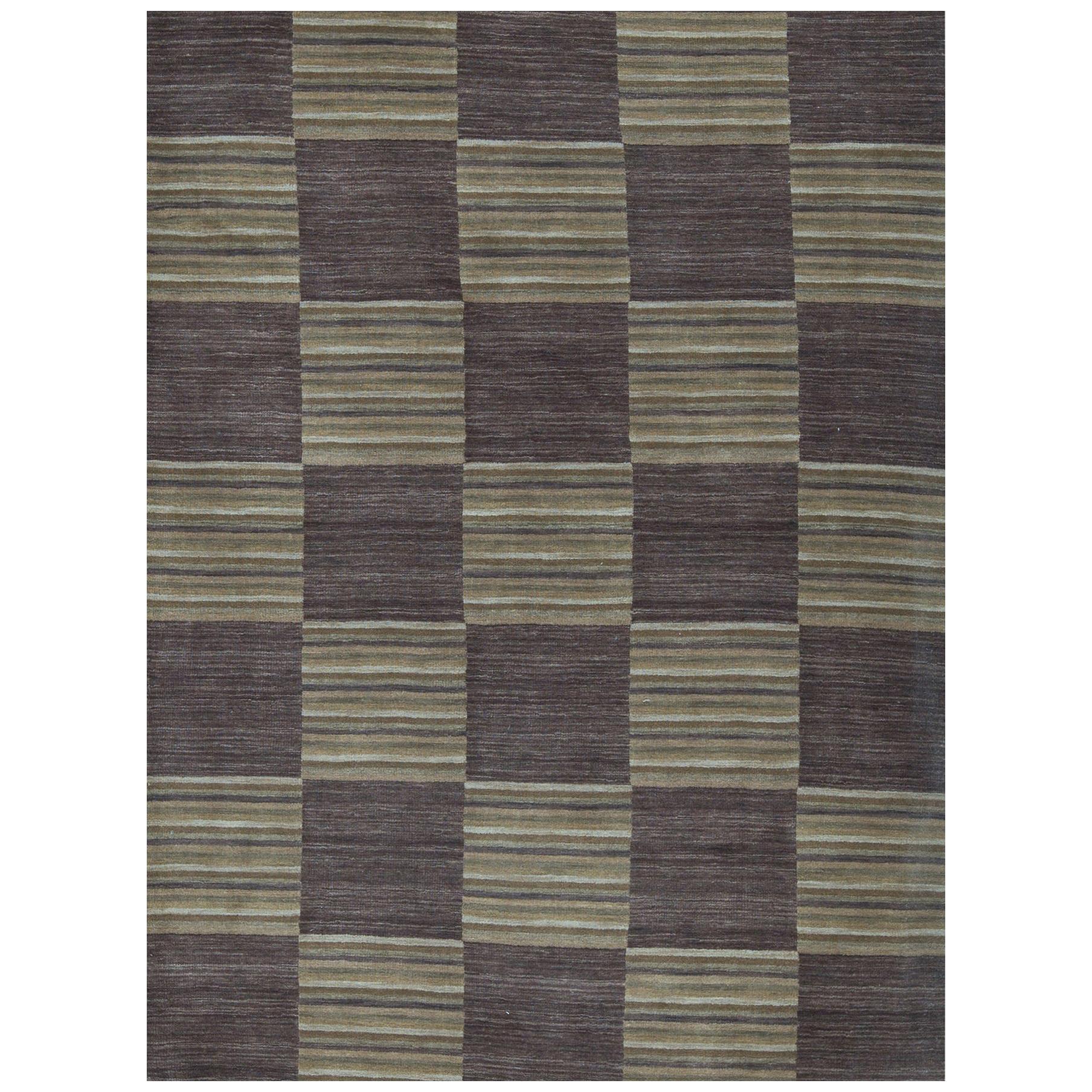 One-of-a-Kind Contemporary Handwoven Wool Area Rug 5'2” x 7'2". For Sale
