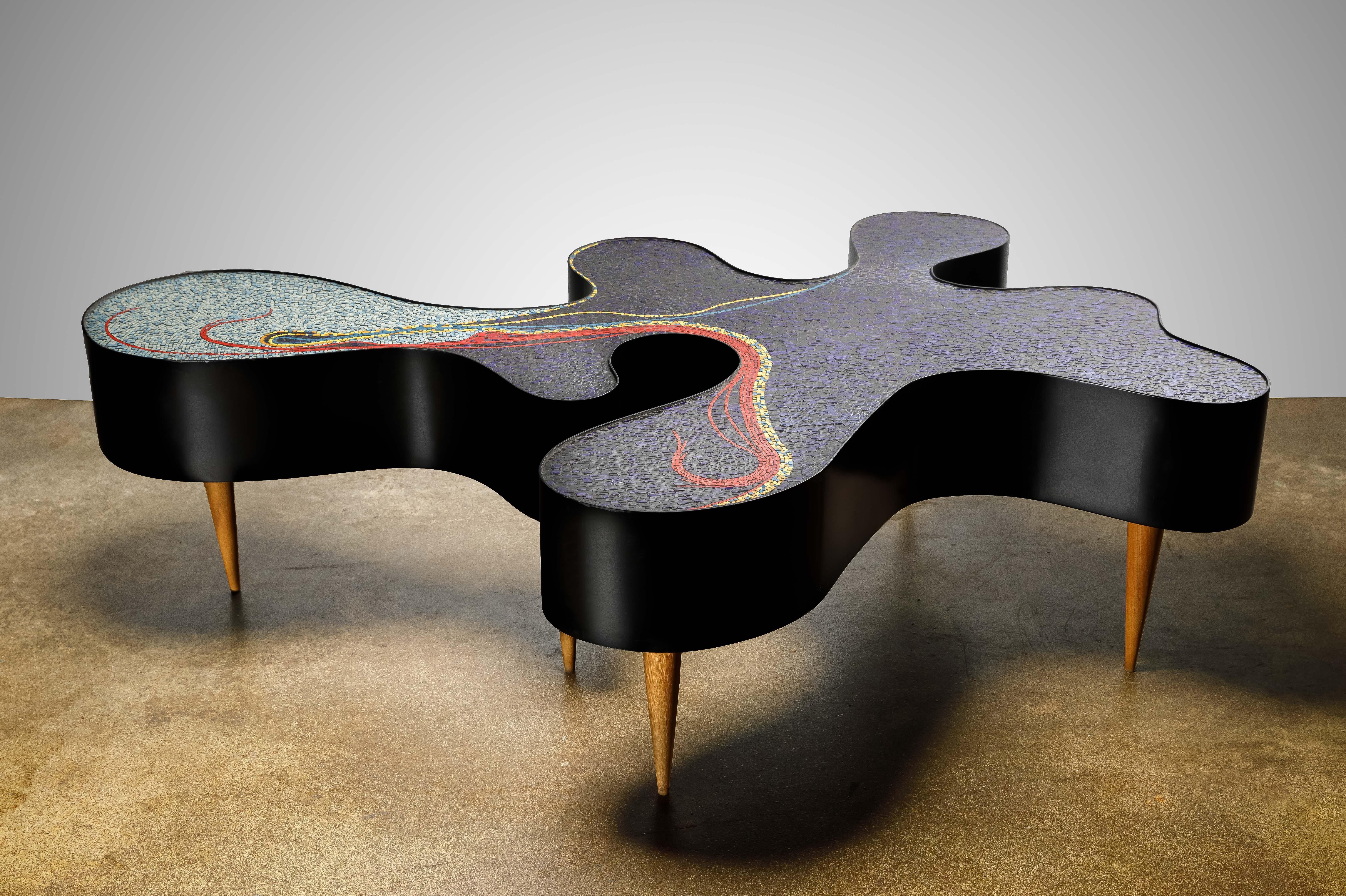 Brazilian One-of-a-Kind Contemporary Mosaic Low Table by Katharina Welper, Brazil, 2014