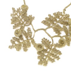 Gold Color Thread Yellow Crystal Contemporary Art Nouveau Style Fashion Necklace