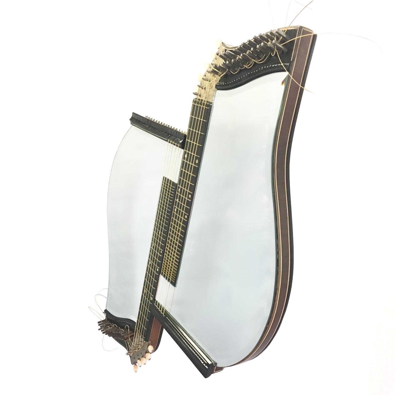 One of a Kind Contemporary Wall Mirror from Two Old String Instruments In New Condition For Sale In Milan, IT