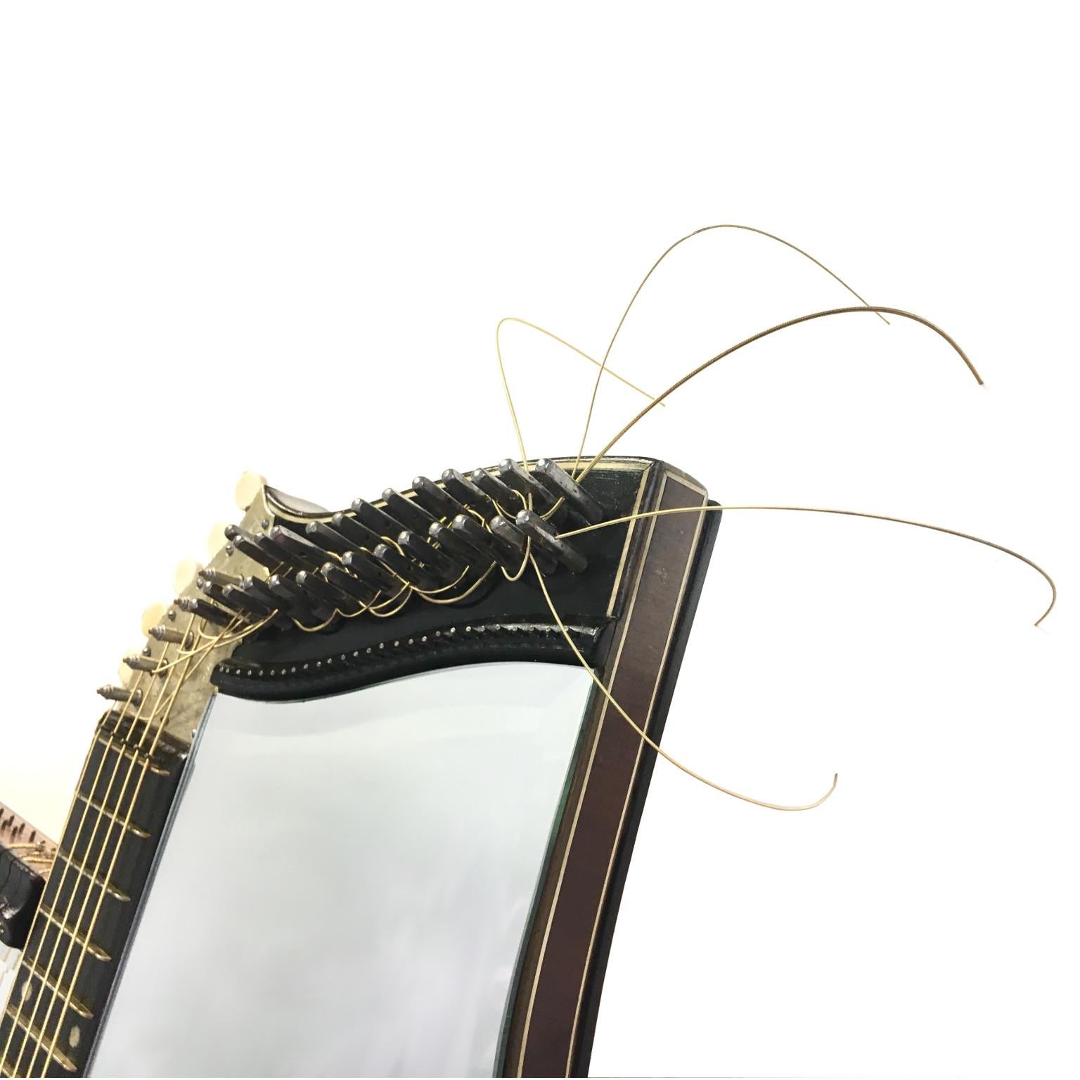 One of a Kind Contemporary Wall Mirror from Two Old String Instruments For Sale 2