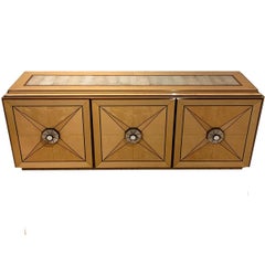 One of a Kind Craftsman Credenza of Mixed Woods, Brass and Stingray Shagreen
