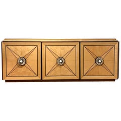 One of a Kind Craftsman Credenza of Mixed Woods, Brass and Stingray Shagreen