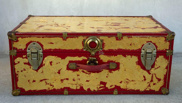 One of a Kind Custom 24-Karat Gilded Vintage Red Time Capsule Steamer ...