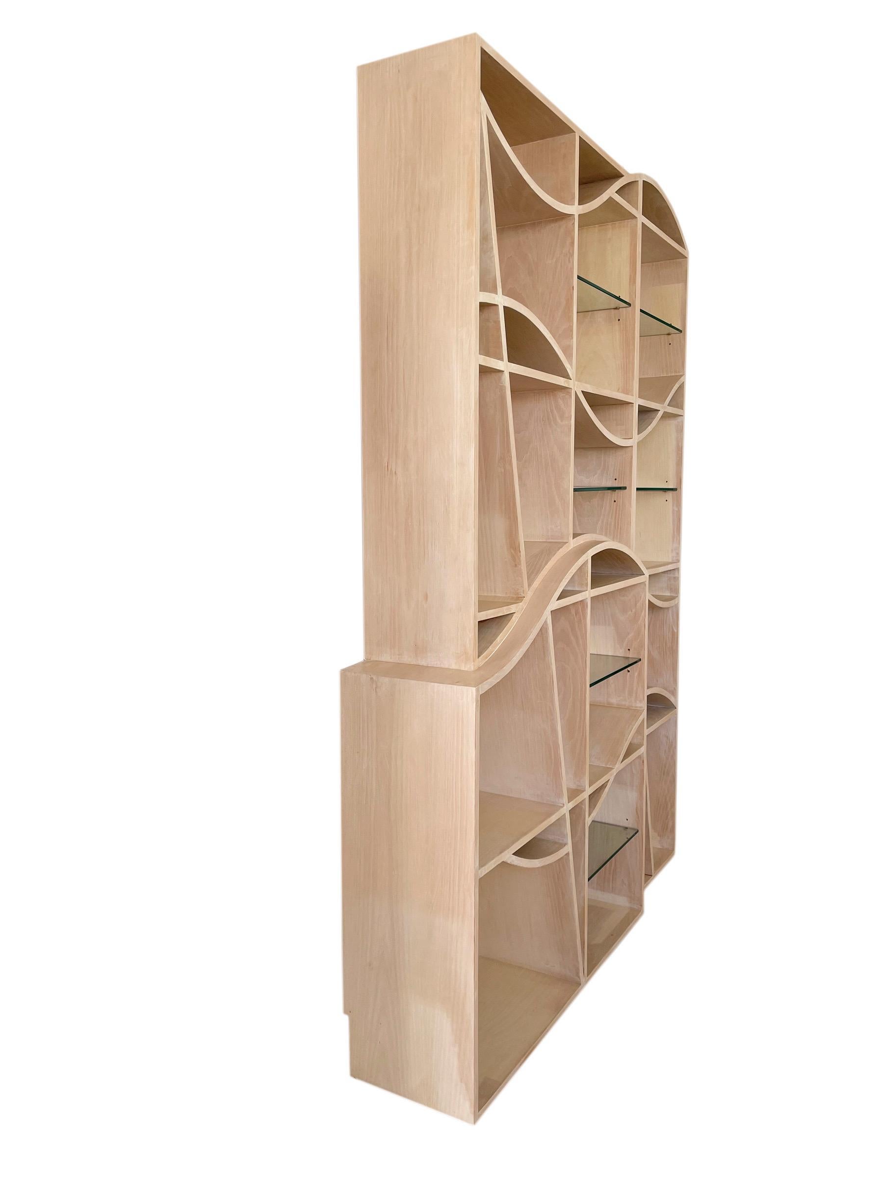 Modern One of a Kind Custom Emmett Moore Limed Oak Bookcase, USA, 2014 For Sale