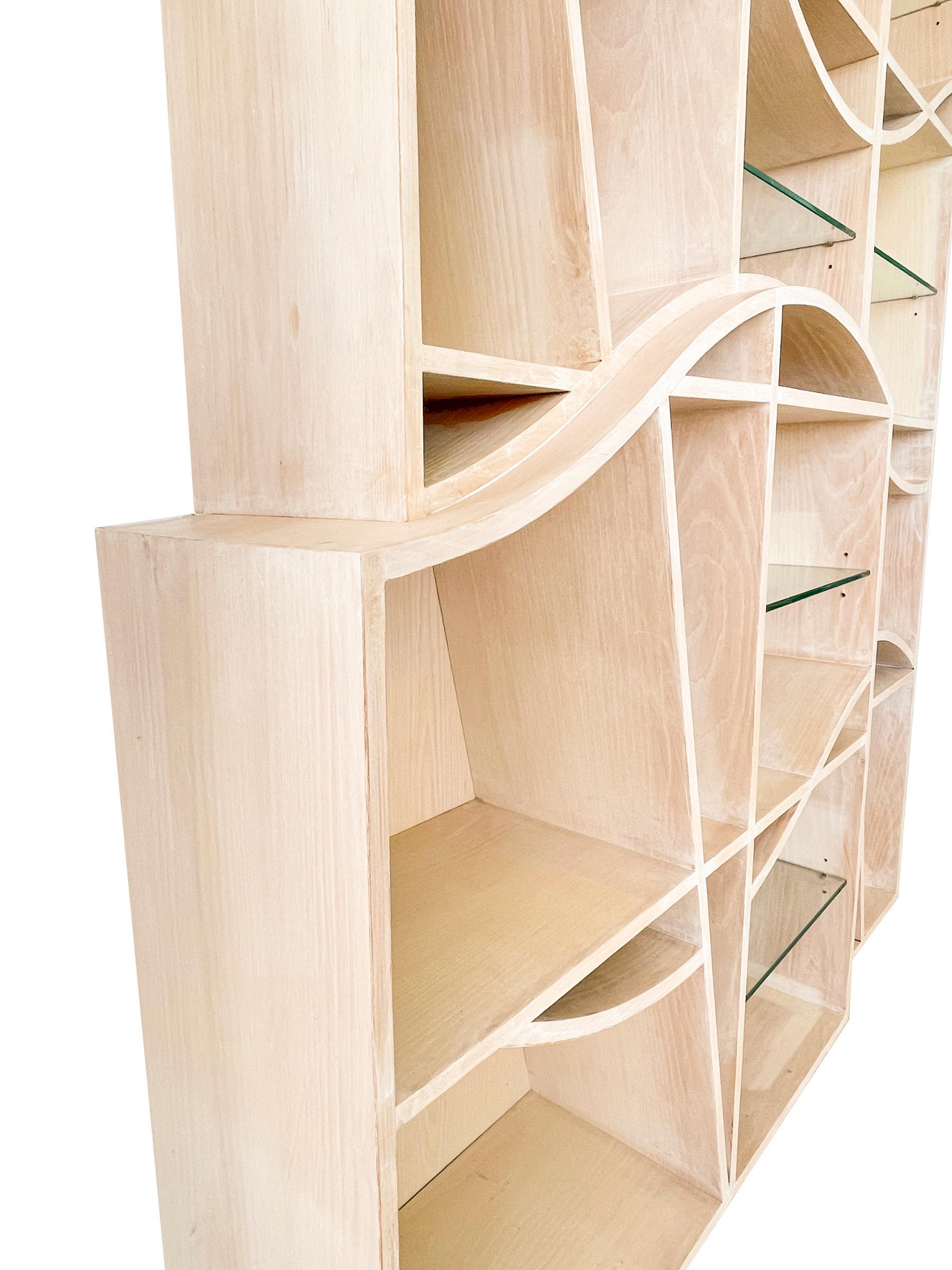 Contemporary One of a Kind Custom Emmett Moore Limed Oak Bookcase, USA, 2014 For Sale