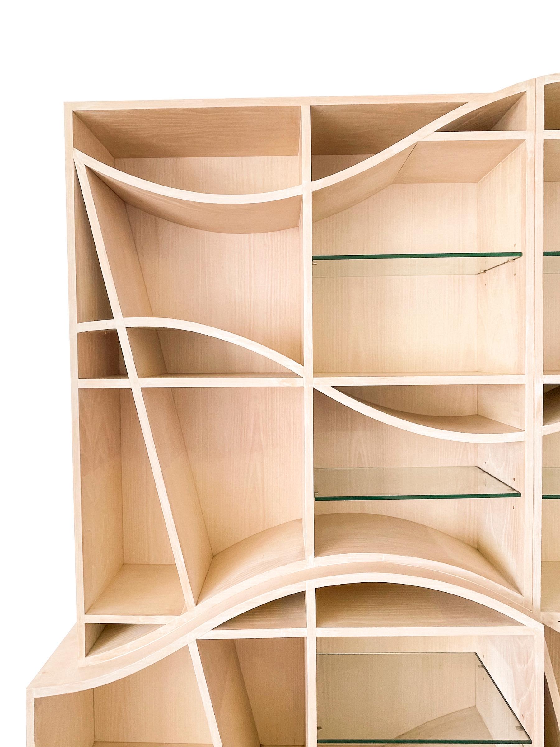 One of a Kind Custom Emmett Moore Limed Oak Bookcase, USA, 2014 For Sale 1
