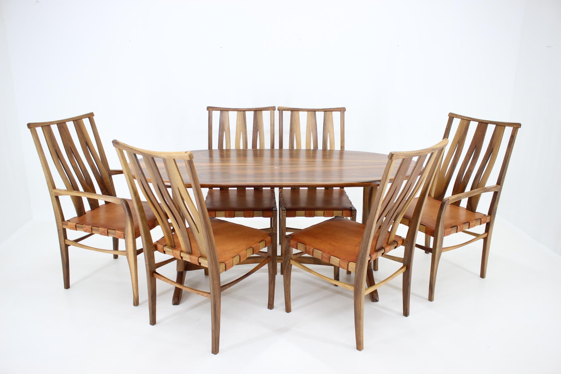 Dutch One of a Kind Custom Made Dining Set, Set of 7 For Sale
