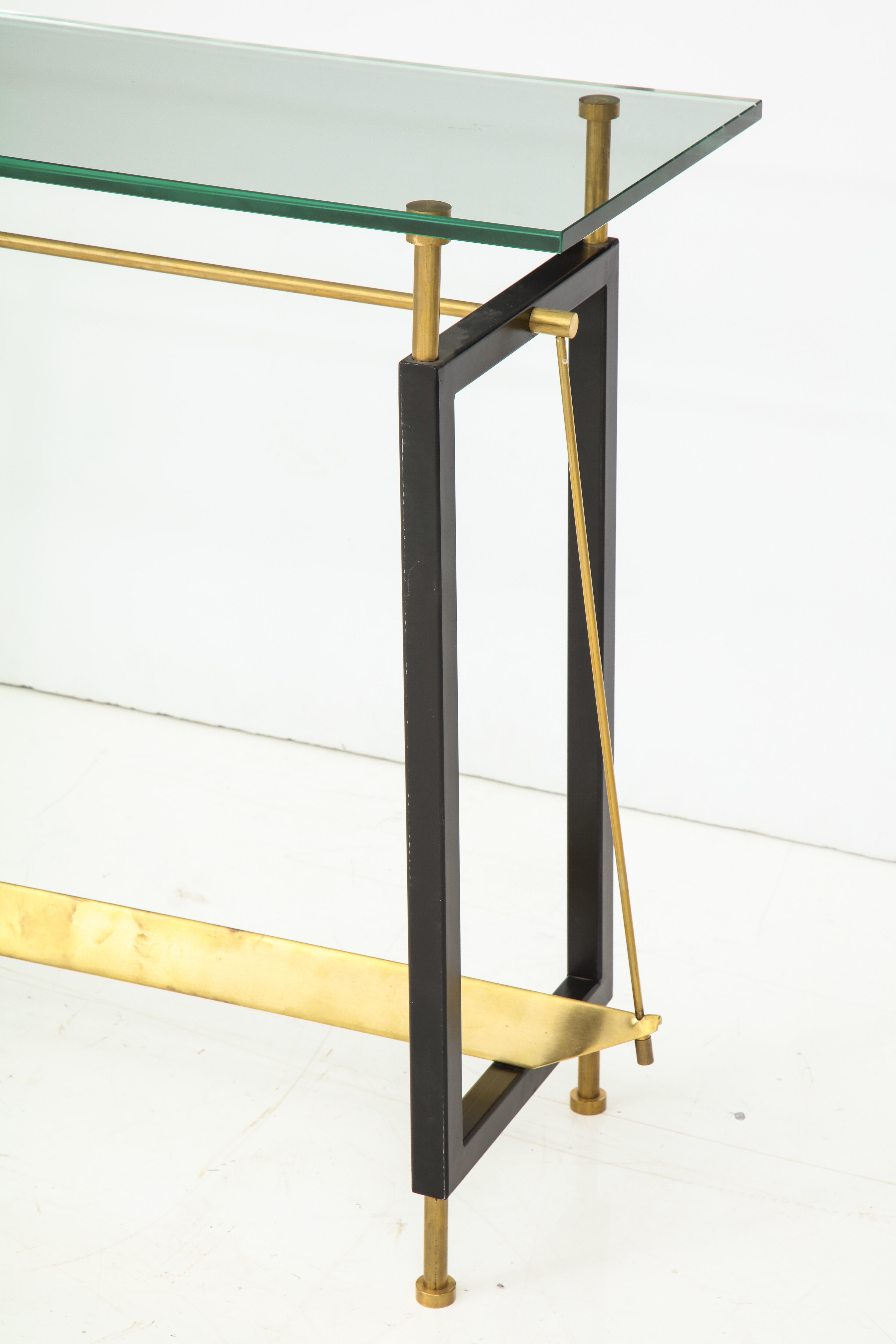 One of a Kind Custom-Made Linear Brass and Iron Console, Italy (Italienisch)
