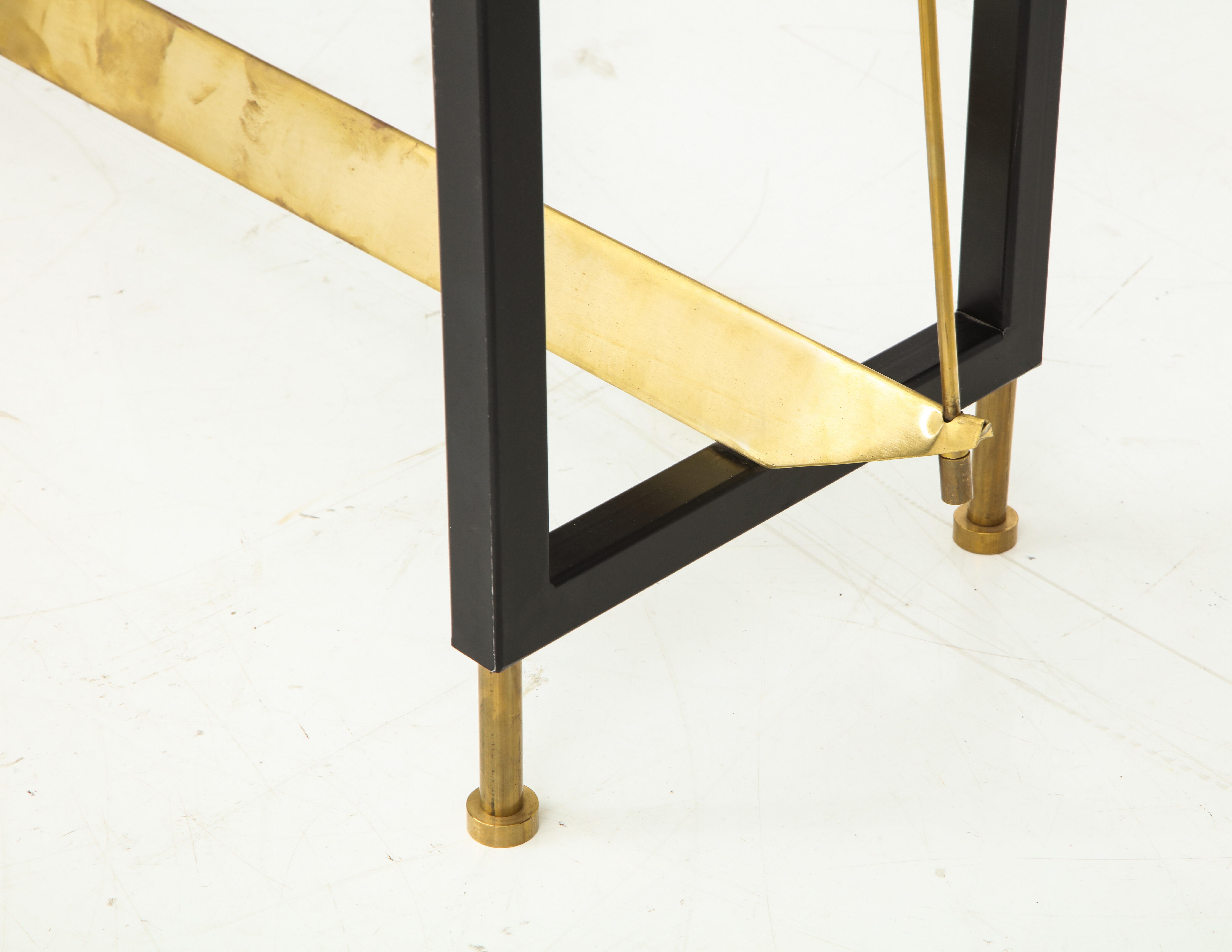 One of a Kind Custom-Made Linear Brass and Iron Console, Italy (Handgefertigt)