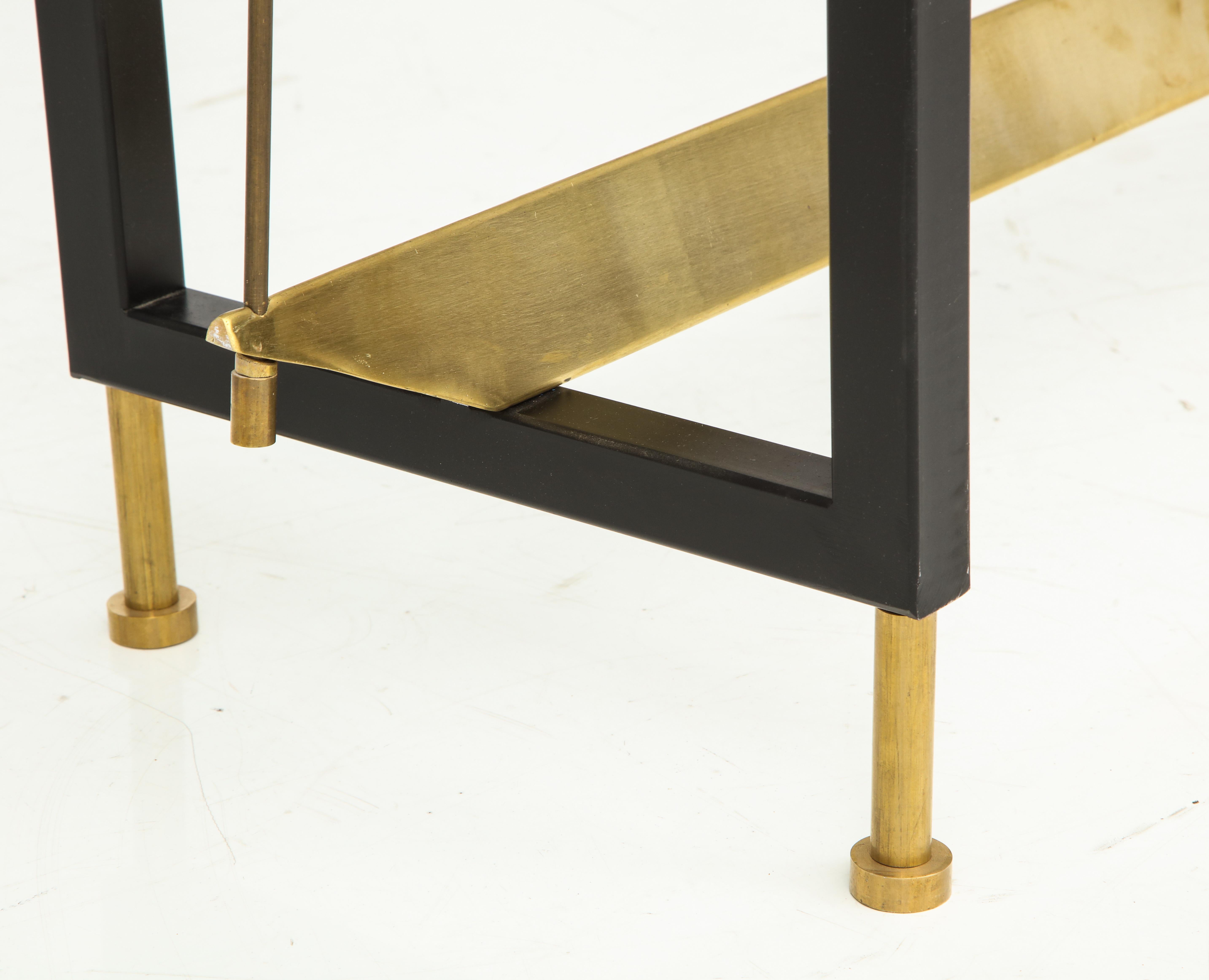 One of a Kind Custom-Made Linear Brass and Iron Console, Italy 1
