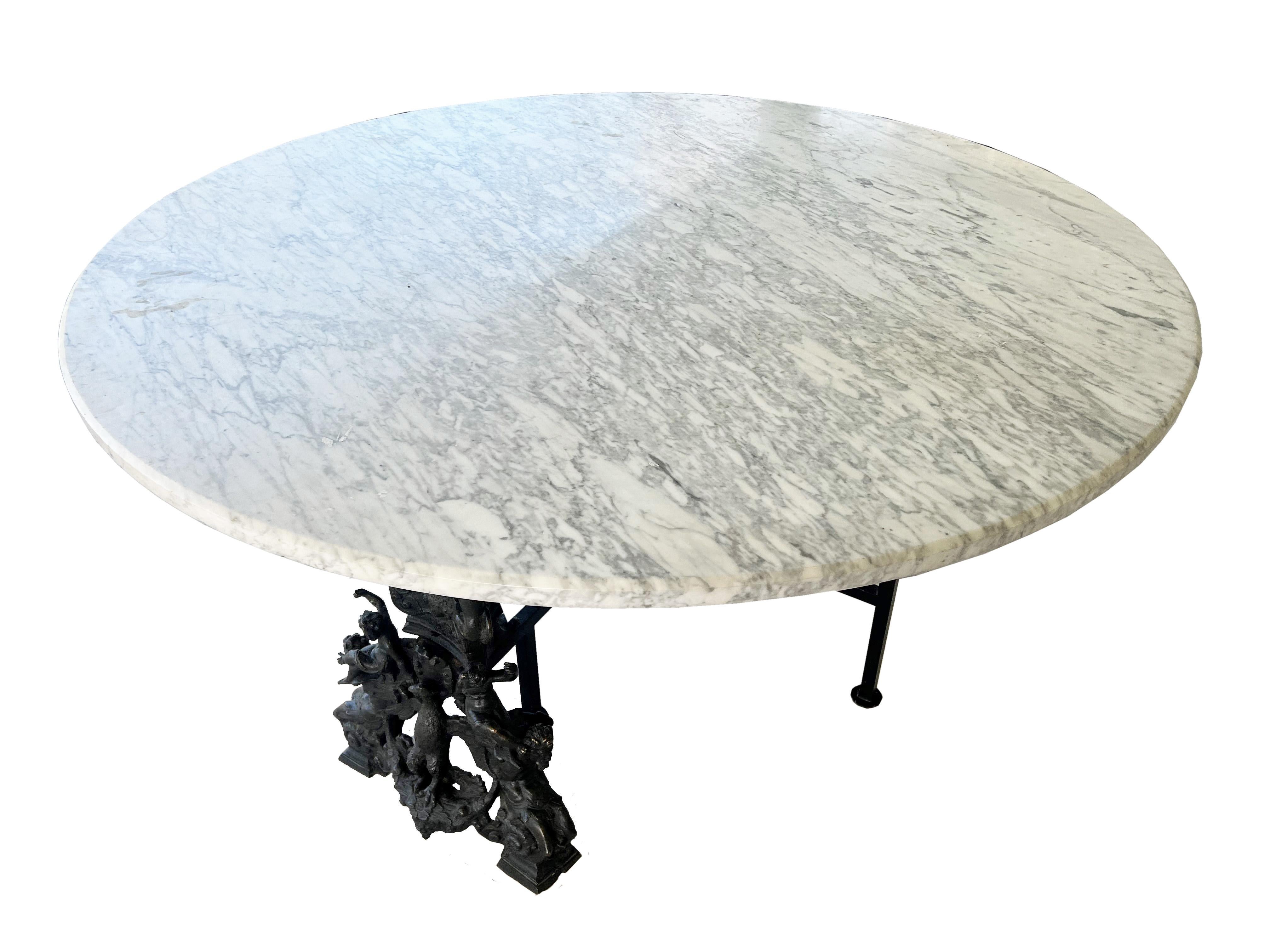 Iron One-of-a-kind Custom Marble Dining Table For Sale