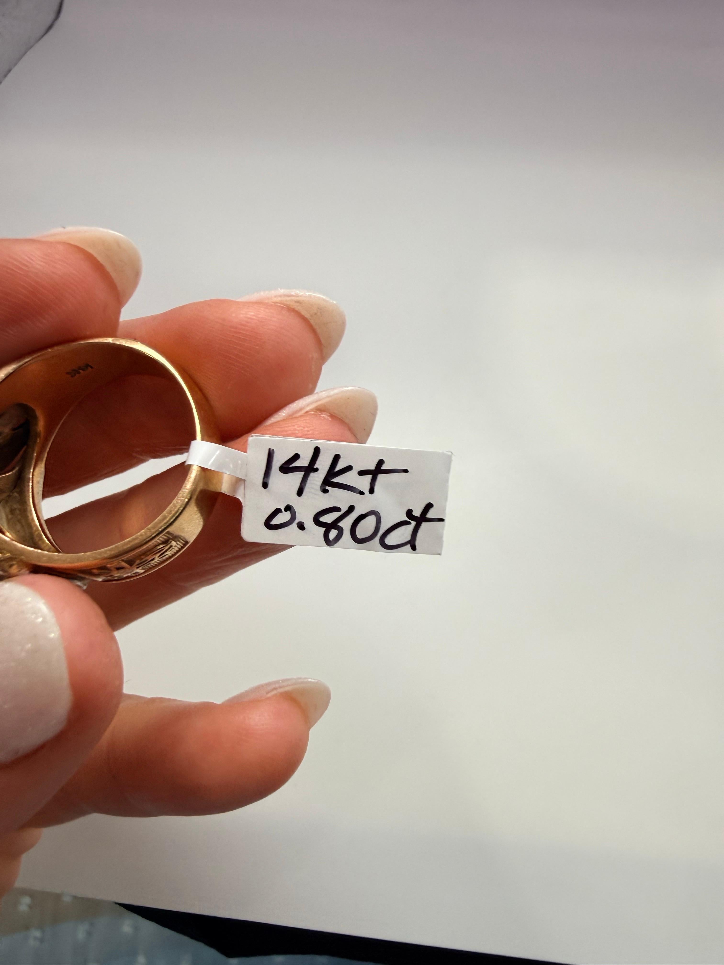 One of a kind custom ring European origin 14KT 0.80 carats diamond size 9 in vendita 1