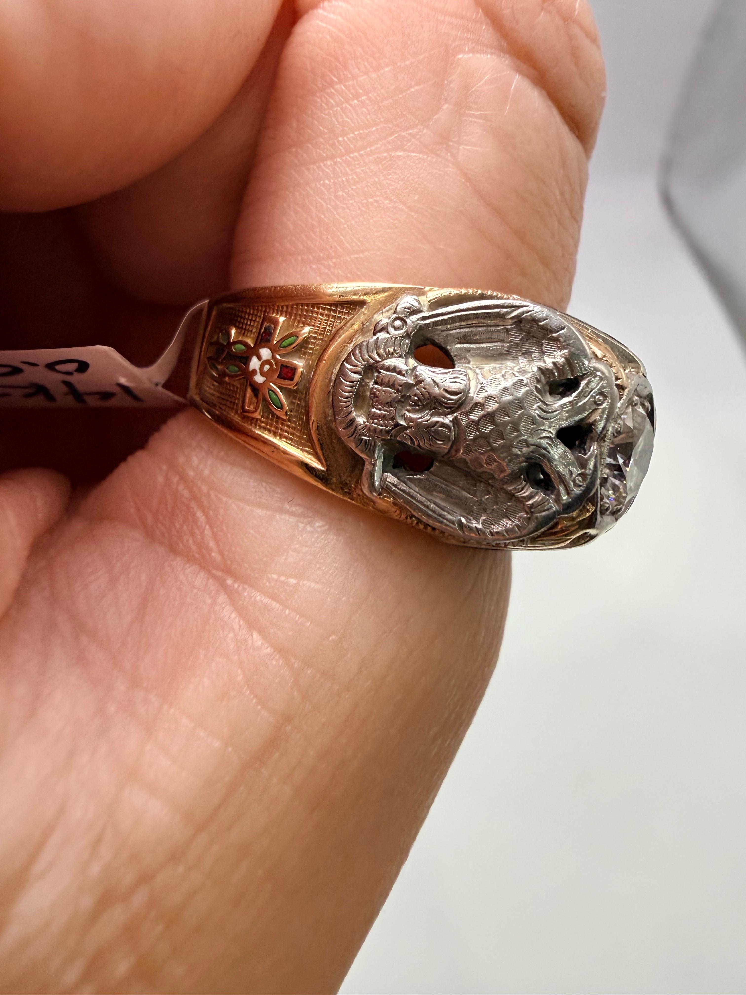 One of a kind custom ring European origin 14KT 0.80 carats diamond size 9 in vendita 2