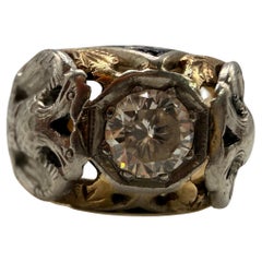 One of a kind custom ring European origin 14KT 0.80 carats diamond size 9