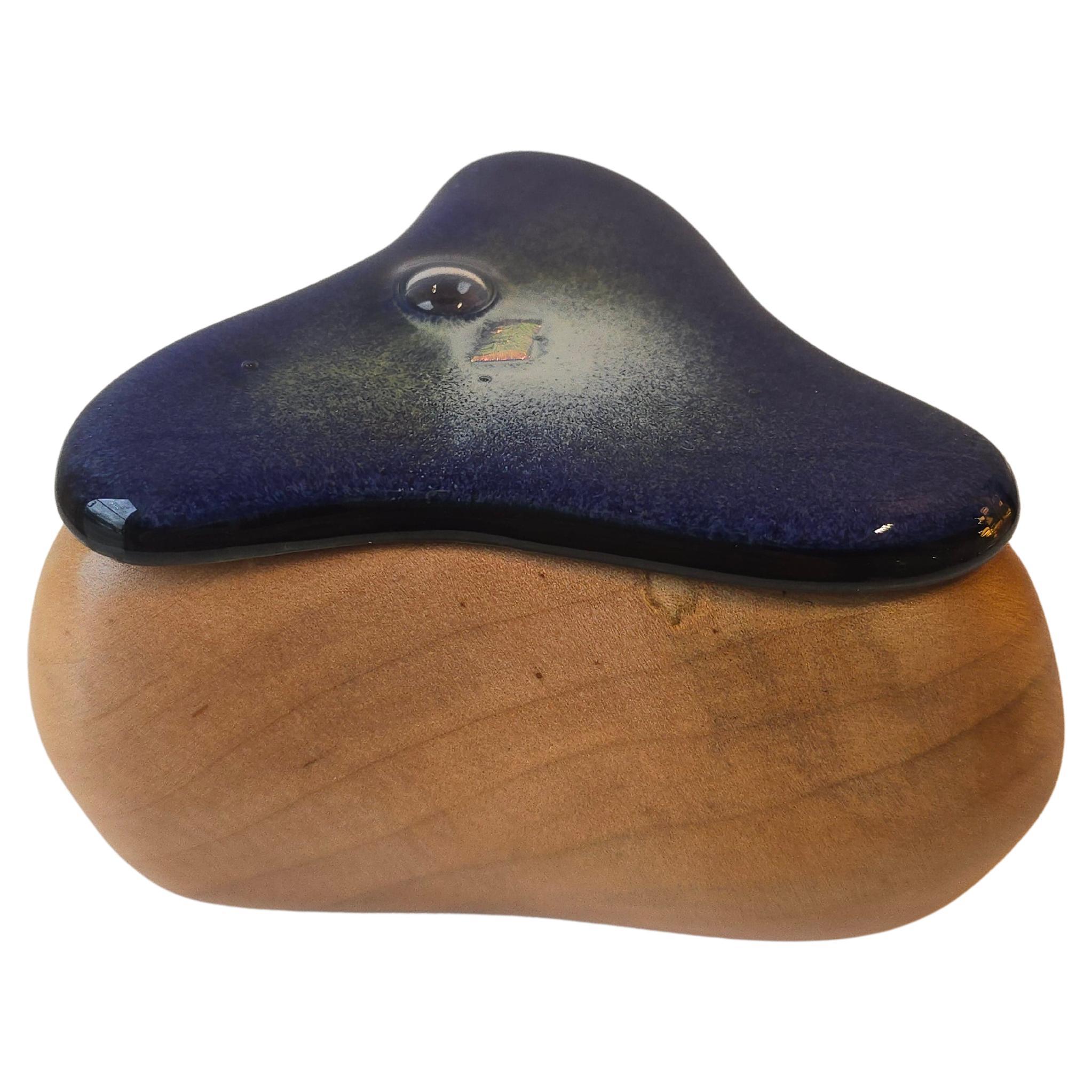 One of a Kind Decorative Glass and Wood Box For Sale