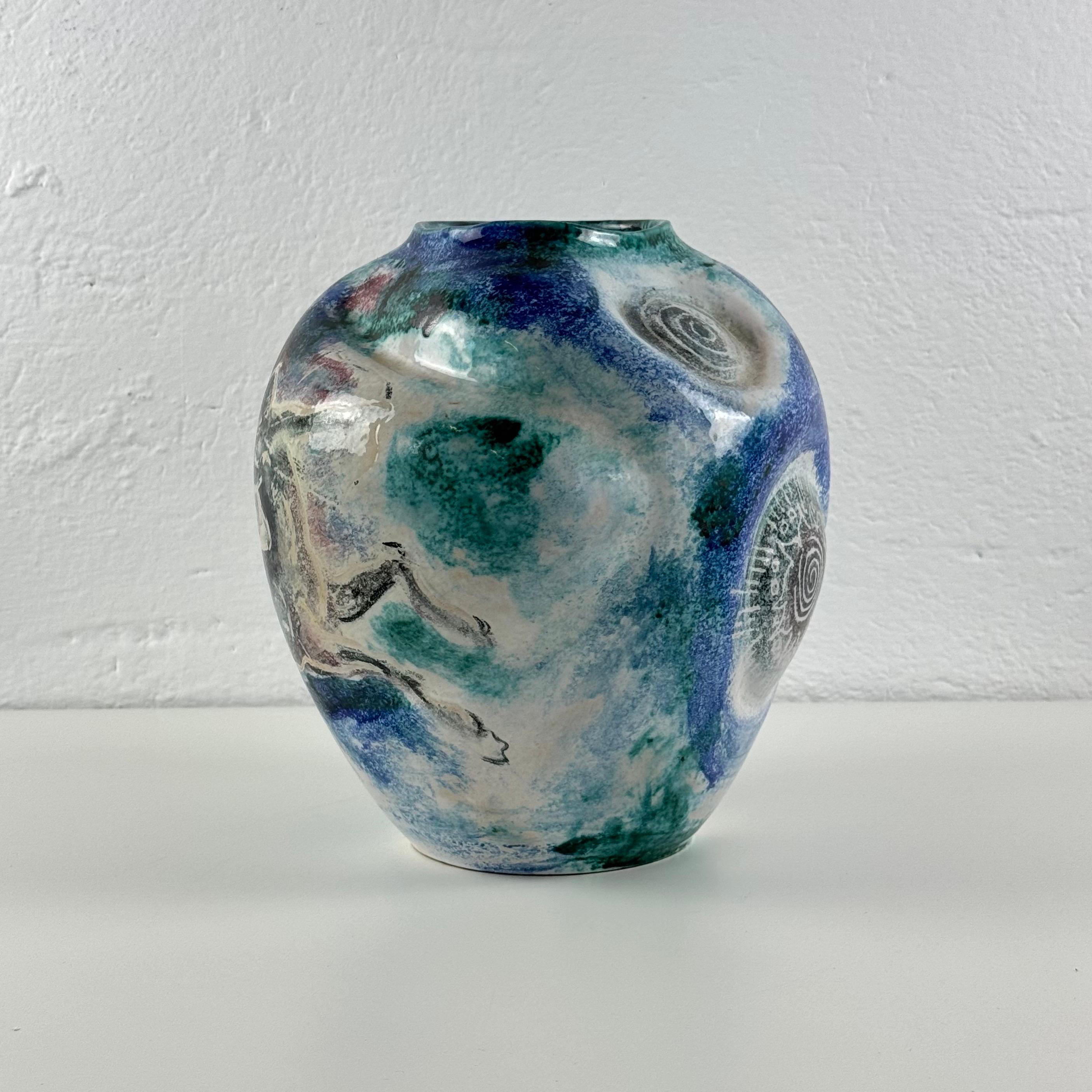 Einzigartige dekorative Zodiac-Vase, Albisola, Italien, 1930er Jahre (Italienisch) im Angebot