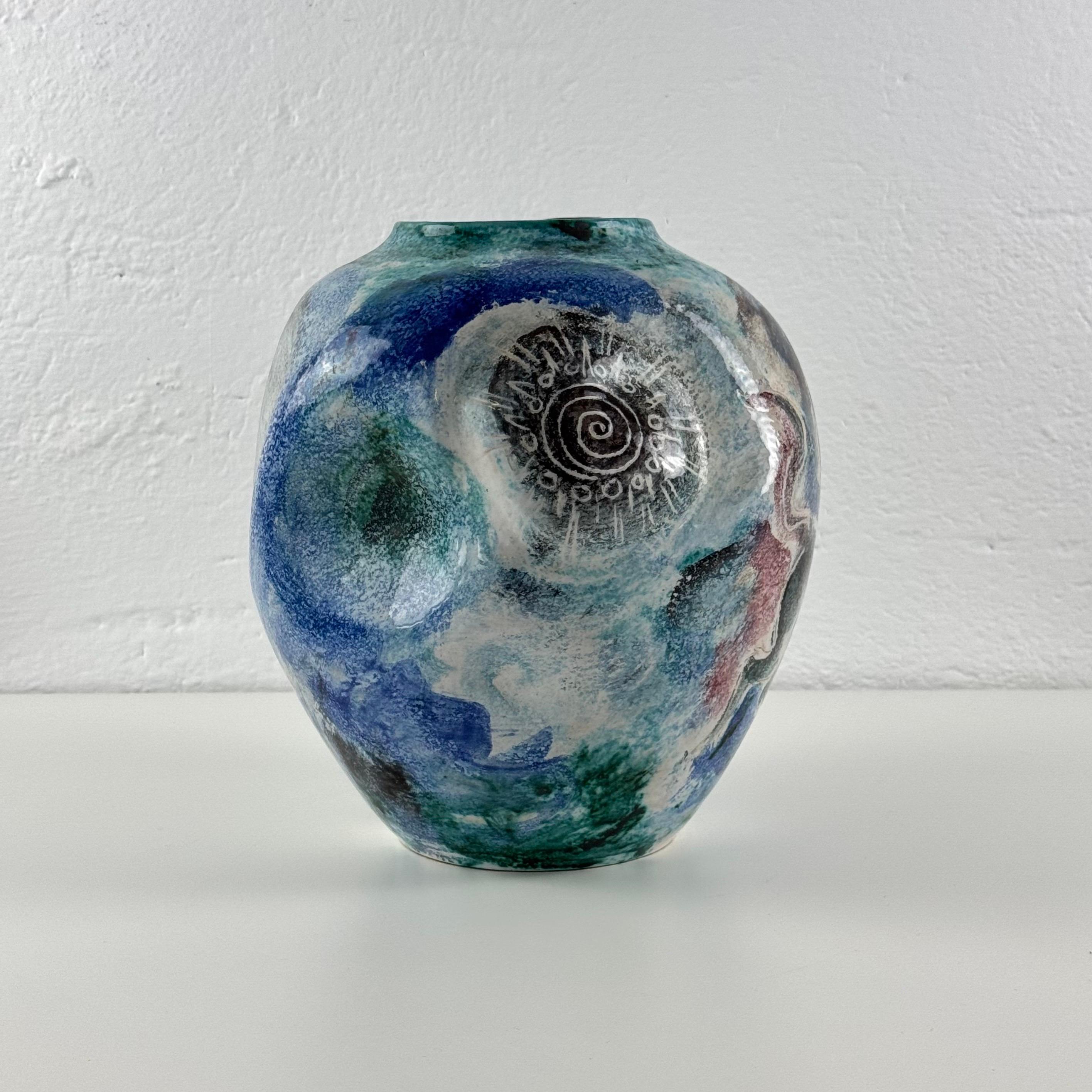 Einzigartige dekorative Zodiac-Vase, Albisola, Italien, 1930er Jahre (Glasiert) im Angebot