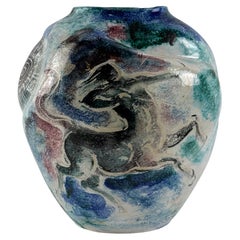 Einzigartige dekorative Zodiac-Vase, Albisola, Italien, 1930er Jahre