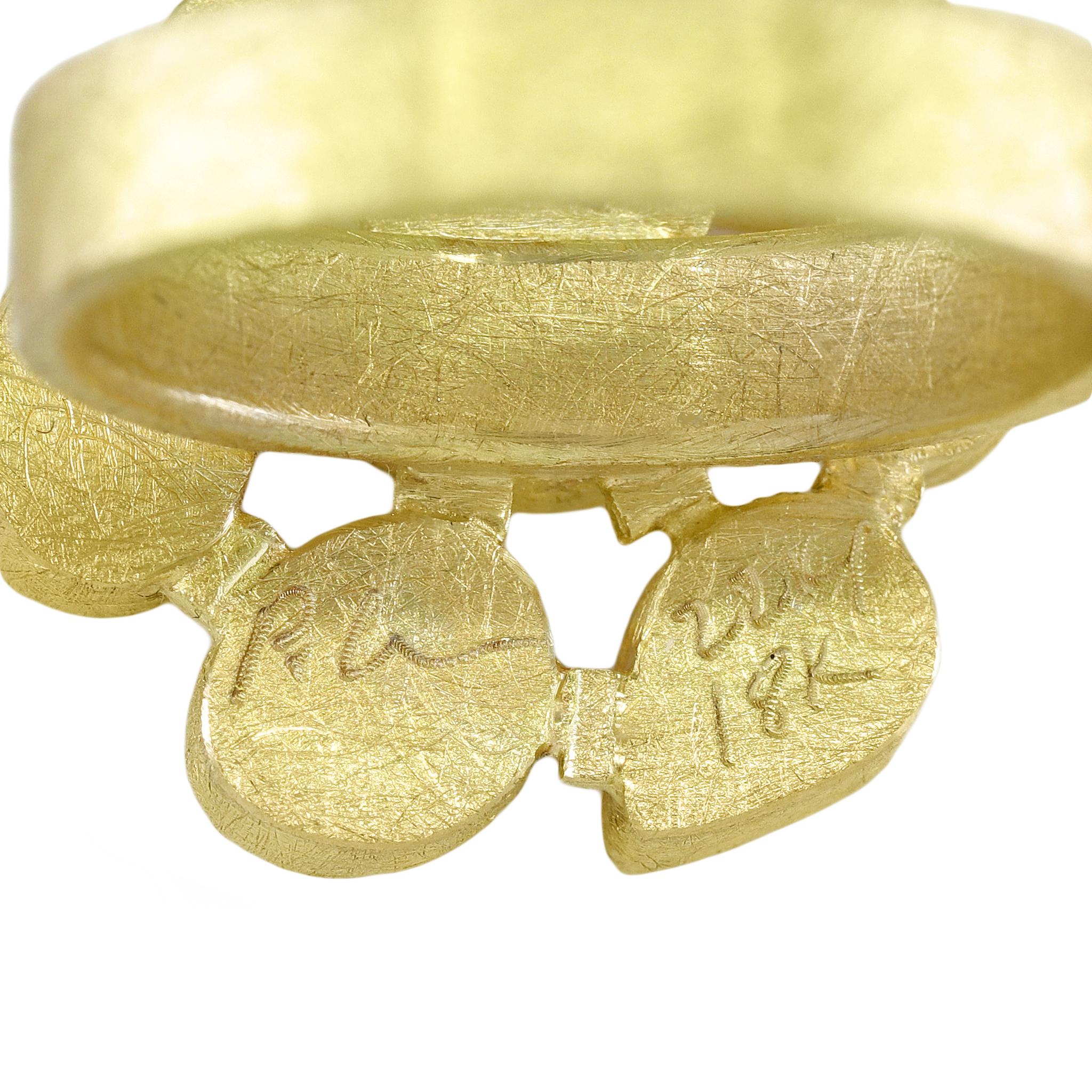 Women's One of a Kind Diamond Aqua Sapphire Tourmaline 22k Gold Ring, Petra Class 2025 For Sale